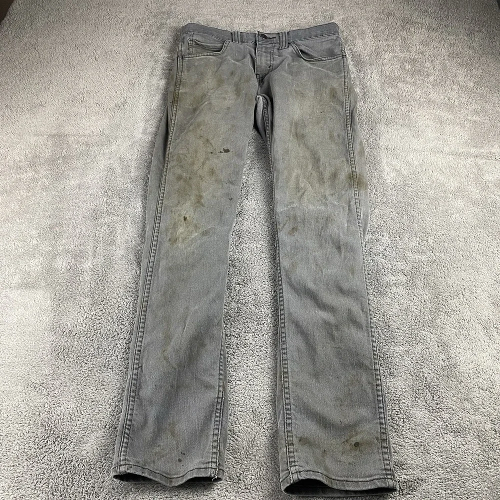 THRASHED Levis 511 Slim Fit Straight Leg‎ Jeans Mens 29x29 Gray Low Rise